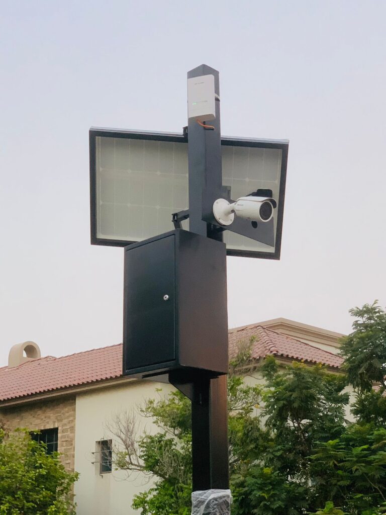 cctv pole with solar panel in dubai